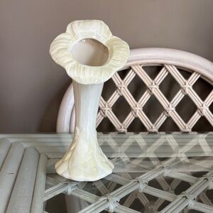 Belleek Trumpet Cream Floral Vase